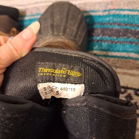 LACROSSE WINTER DUCK BOOTS THINSULATE LINERS KIDS SIZE 5 BROWN LEATHER WARM - Picture 6 of 8